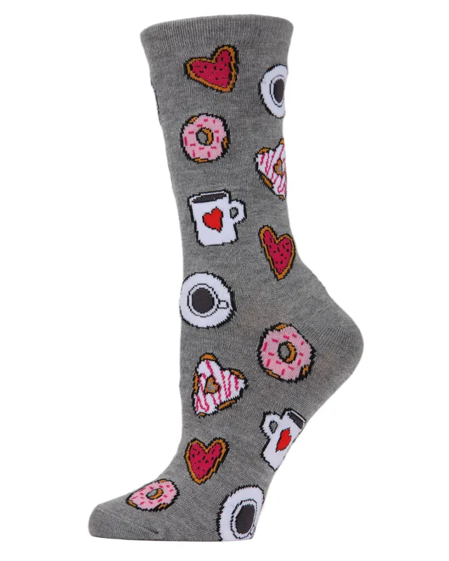 Coffee and Donuts Bamboo Blend Crew Socks sold by MeMoi