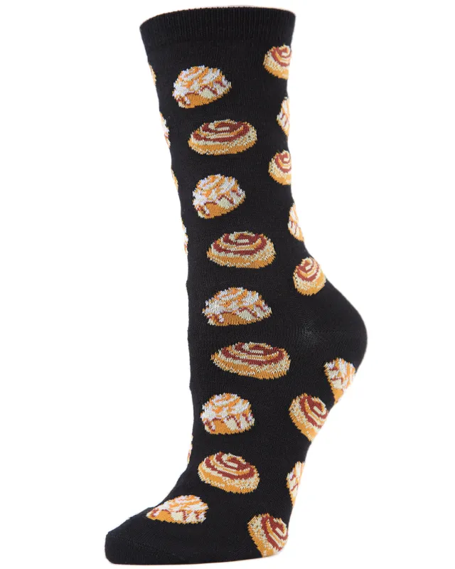 Cinnamon Bun Chocolate Bamboo Blend Crew Socks sold by MeMoi