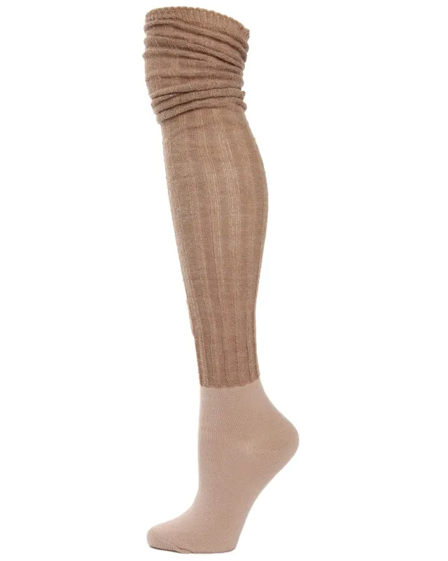 Rib Over The Knee Contrasting Foot Sock sold by MeMoi