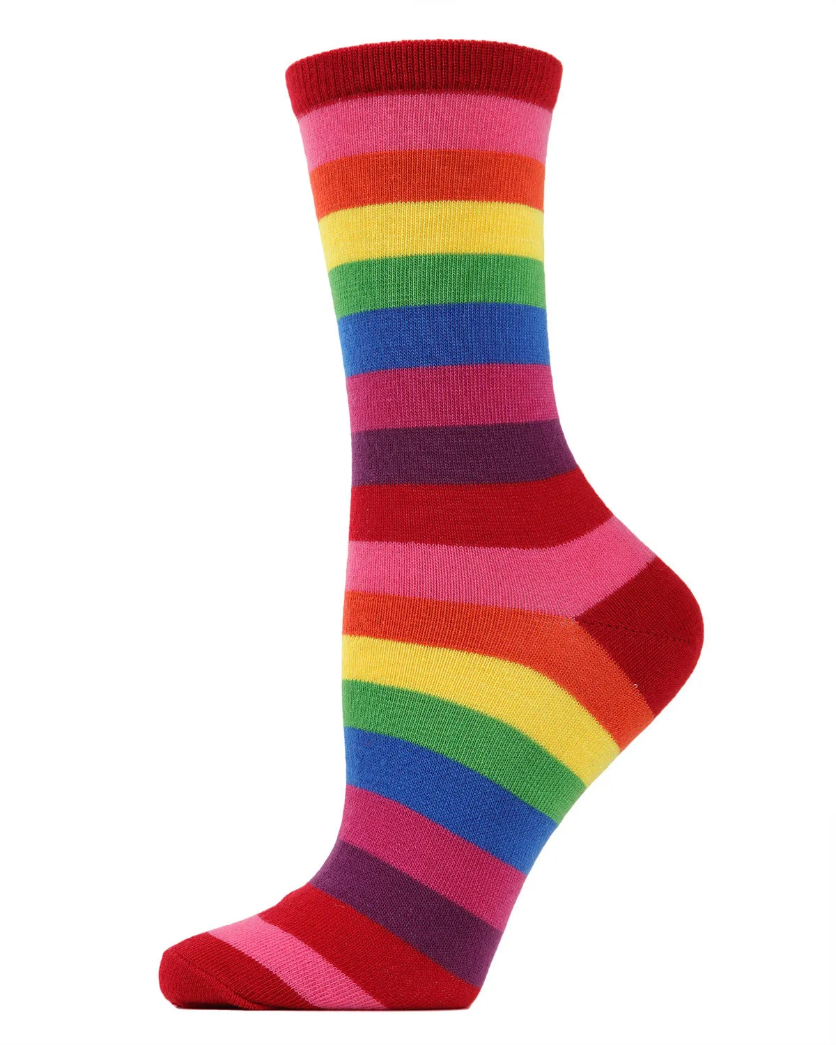 Women's Colors of the Rainbow Bright Stripe Crew Sock sold by MeMoi