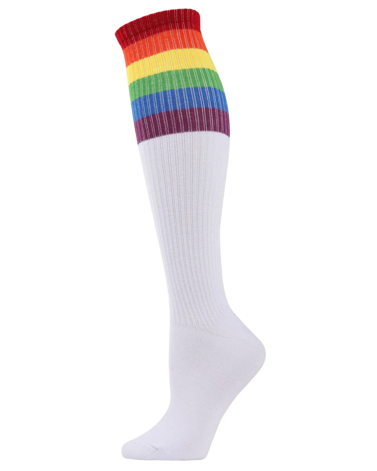 Women's Rainbow Rugby Ribbed Knee High Socks sold by MeMoi