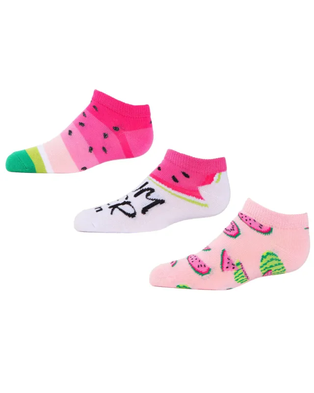 Watermelon No Show Cotton Blend Socks 3-Pack sold by MeMoi