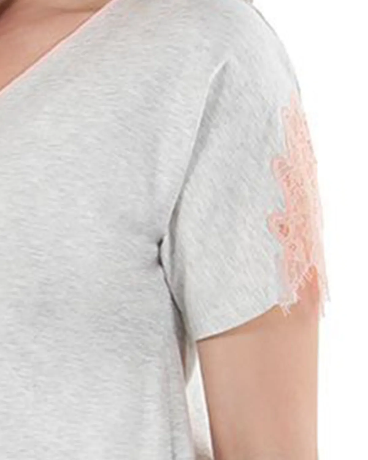 Women's Cotton Blend Lace Trim Short Sleeve Top and Pants Sleep Set sold by MeMoi product image thumbnail 4