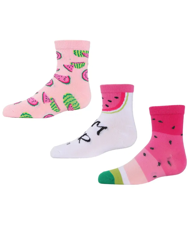 Watermelon Cotton Blend Ankle Socks 3-Pack sold by MeMoi