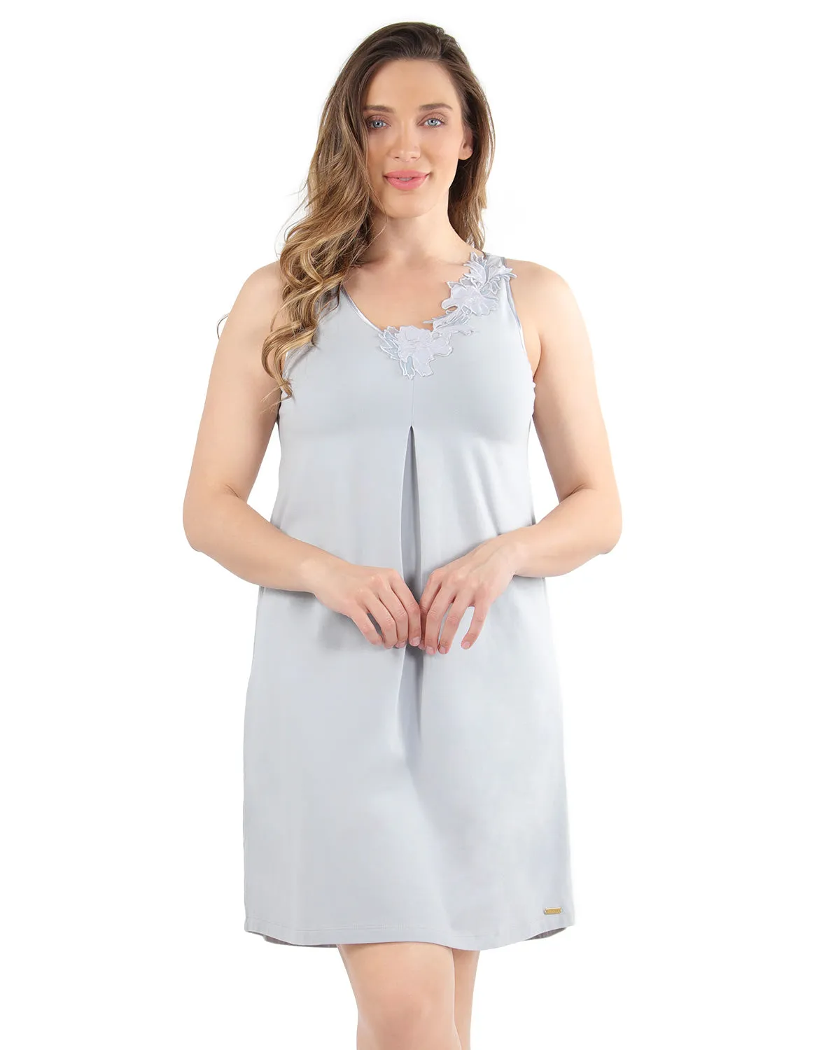 Women's Floral Lace Cotton Blend Sleeveless Chemise Robe sold by MeMoi product image thumbnail 2