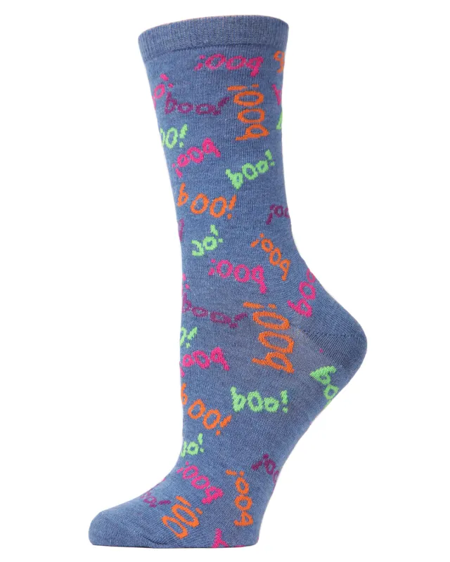 Women's Boo on You Halloween Novelty Crew Socks sold by MeMoi