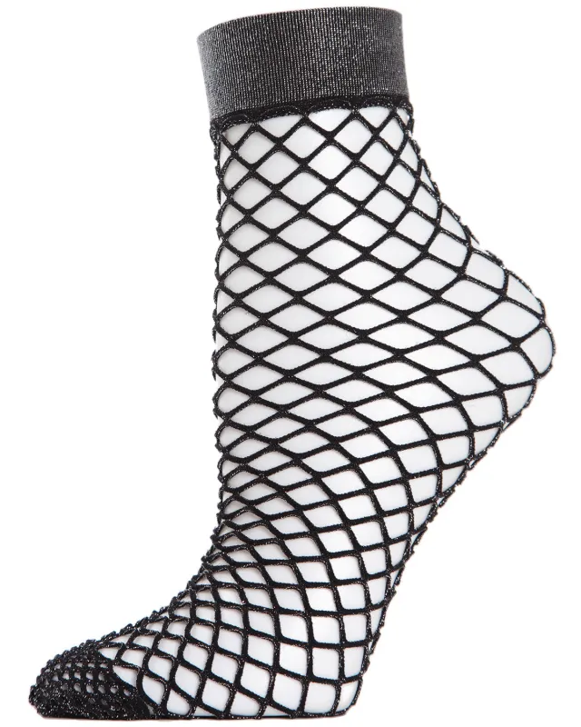 Women's All Net Shimmery Glitter Fishnet Anklet Sock sold by MeMoi