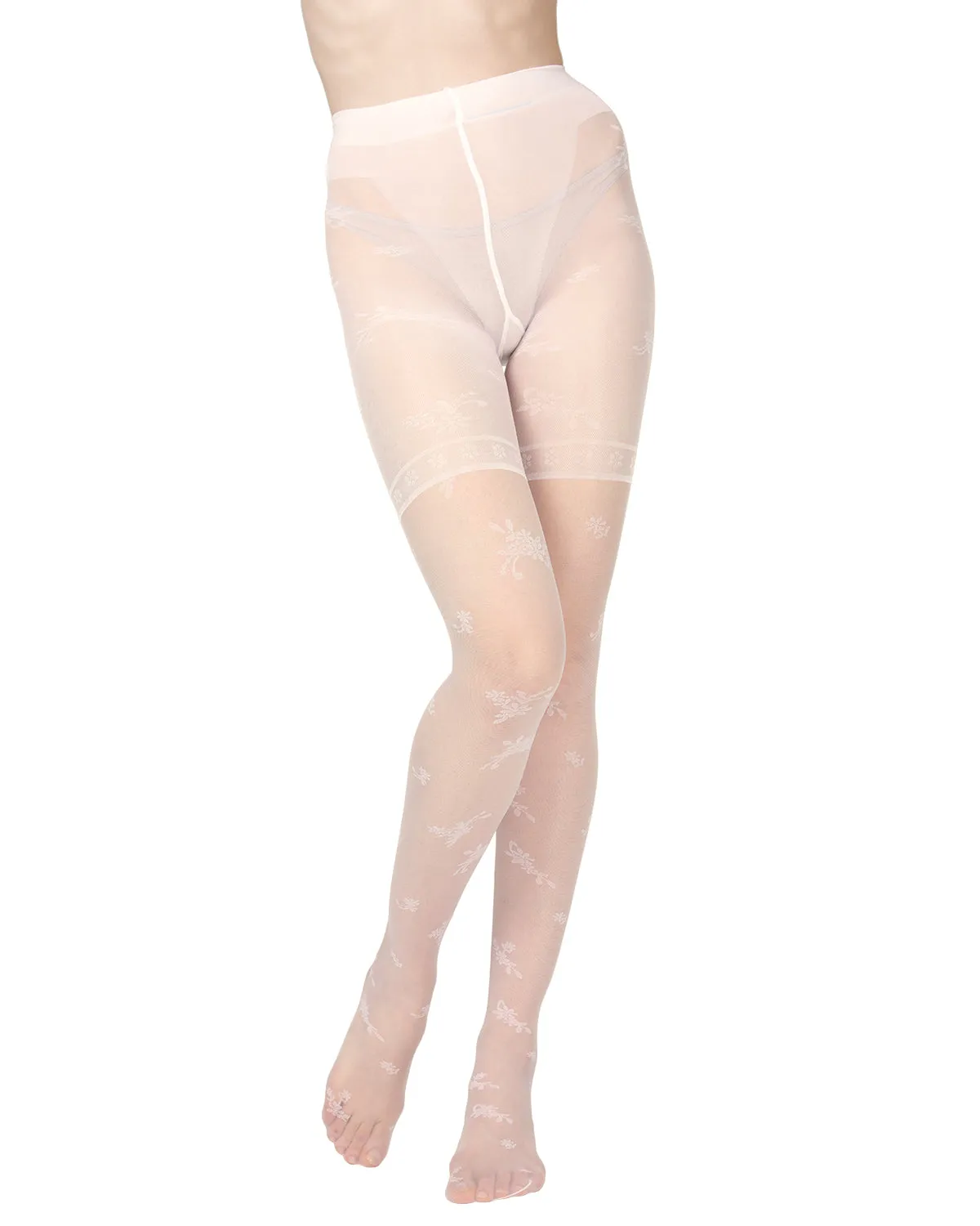 Women's Ambition Sheer Control Top Flower Pantyhose sold by MeMoi product image thumbnail 4