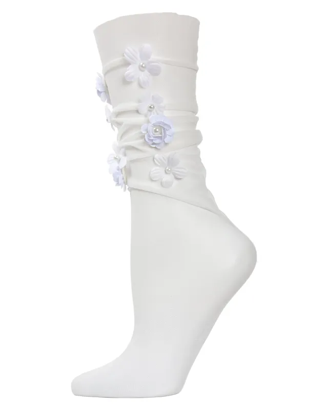 Women's Posy Floral Chiffon Slouch Crew Socks sold by MeMoi