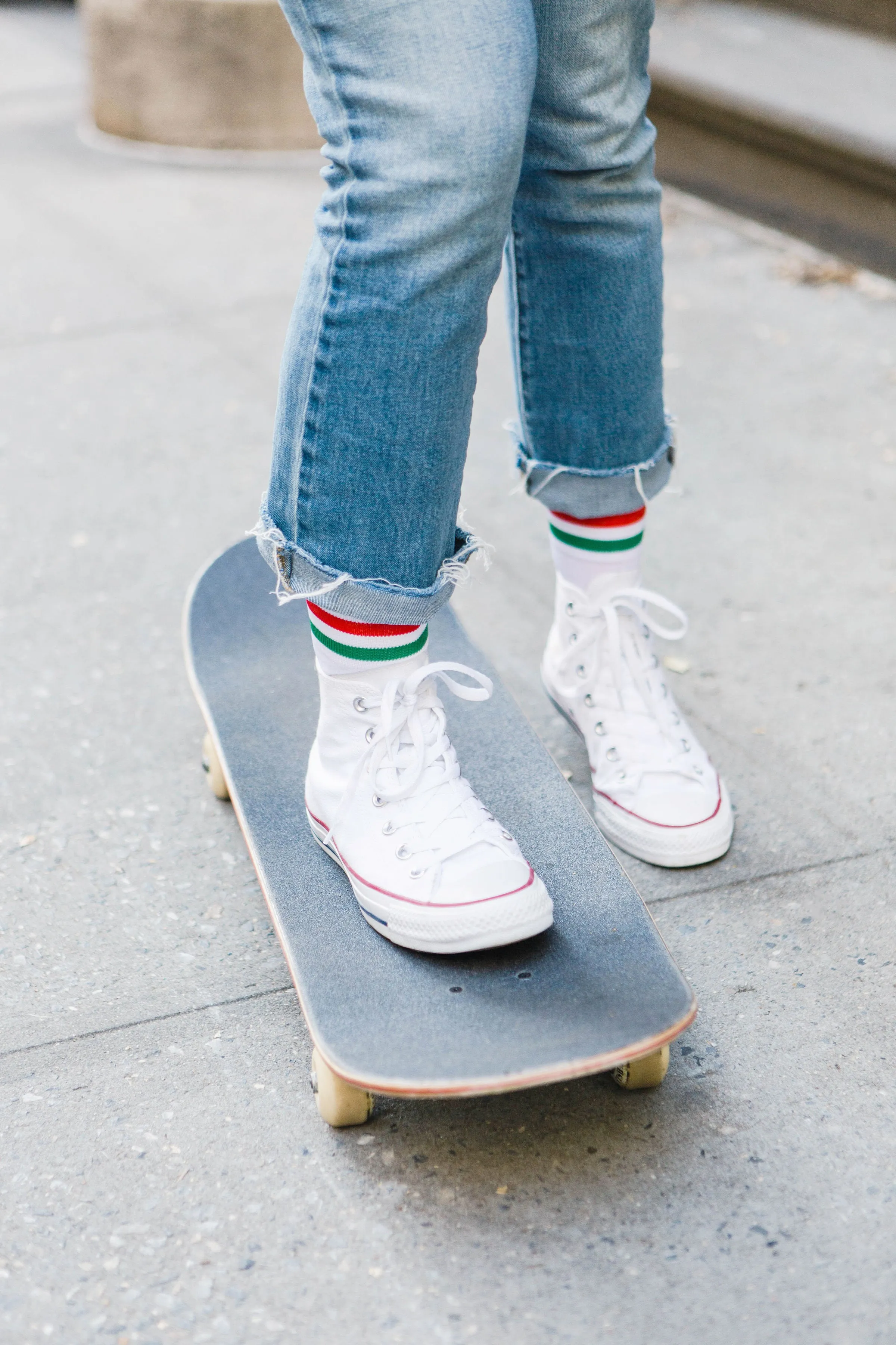 Women's Sheer Multicolor Striped Cuff Crew Sock sold by MeMoi product image thumbnail 3