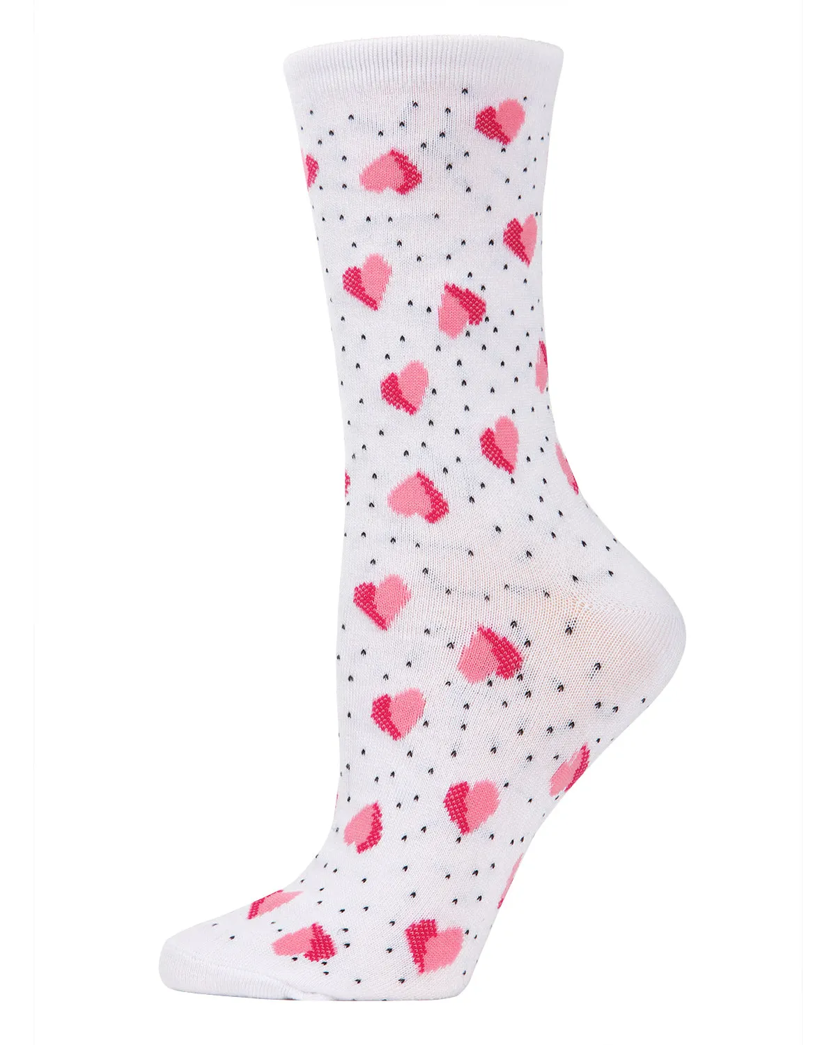 Floating Hearts Bamboo Blend Crew Socks sold by MeMoi
