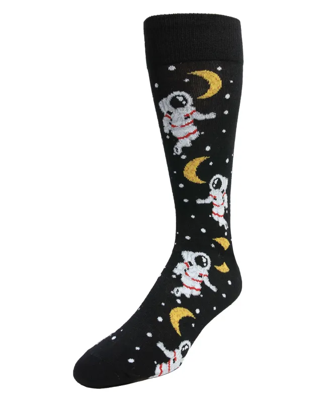 Stellar Moonwalk Astronaut Men's Bamboo Blend Crew Socks made by MeMoi