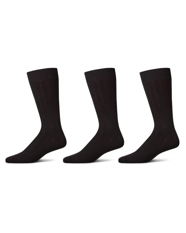 Men's Classic Wide Ribbed Crew Socks 3-Pack sold by MeMoi