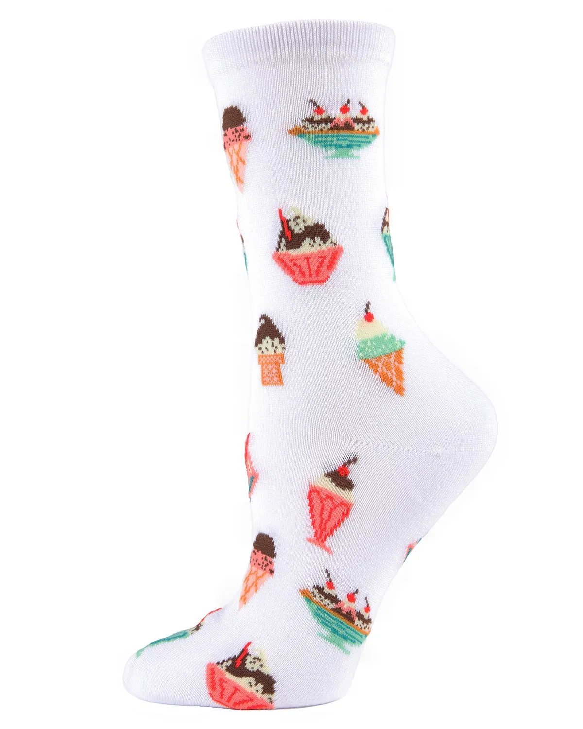 Ice Cream Sundae Bamboo Blend Crew Novelty Socks sold by MeMoi