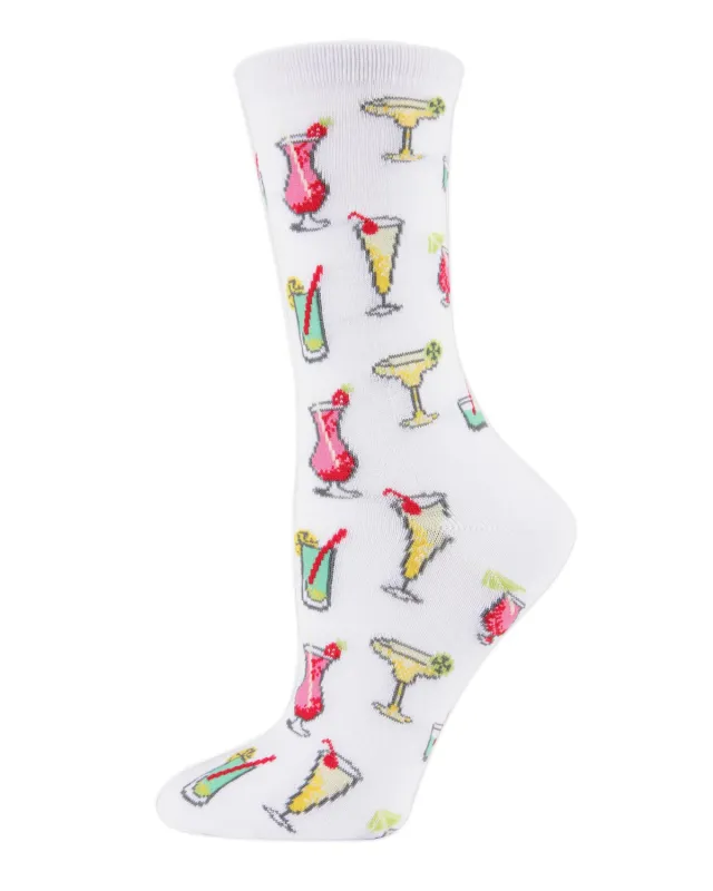 Tropical Drinks Bamboo Blend Crew Socks sold by MeMoi