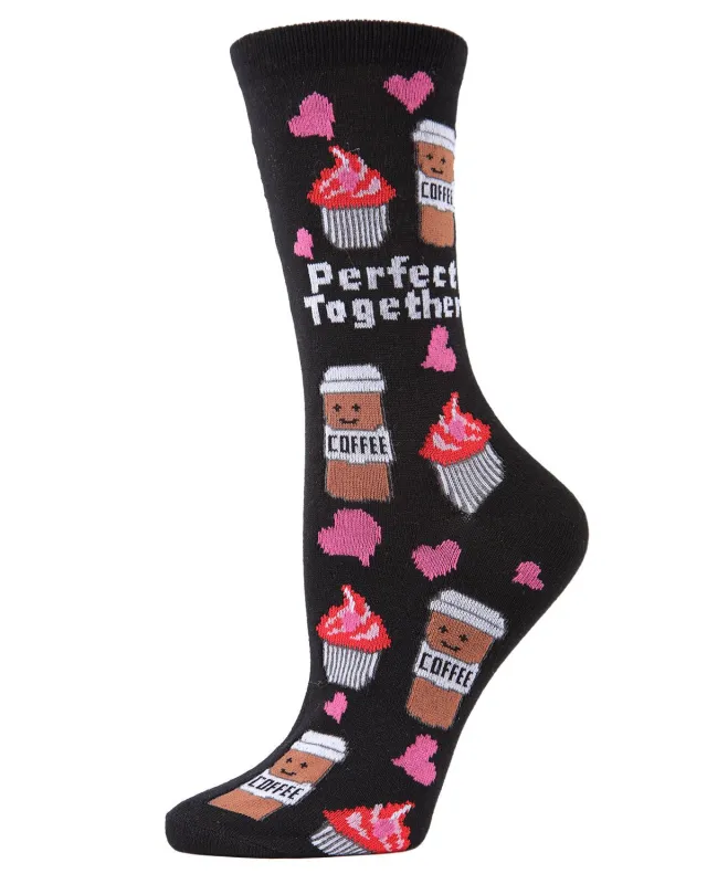 Perfect Together Coffee & Cupcake Bamboo Blend Crew Socks sold by MeMoi