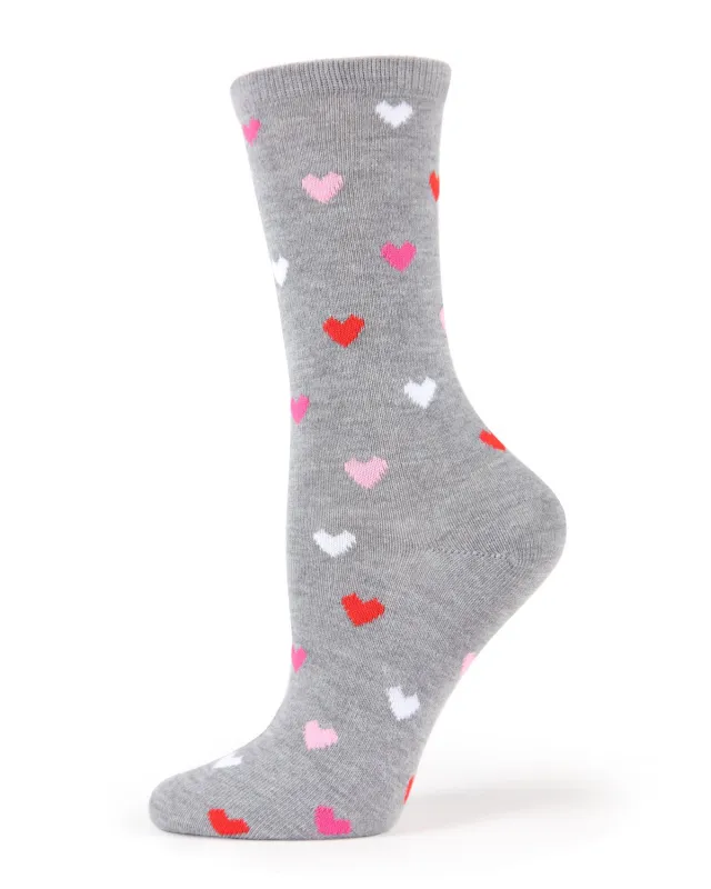Delicate Hearts Bamboo Blend Crew Socks sold by MeMoi