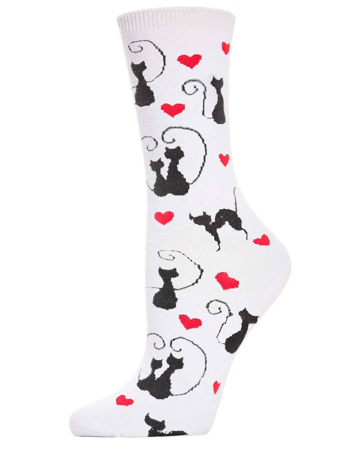 Curly Q Love Cats Bamboo Blend Crew Socks sold by MeMoi product image thumbnail 2