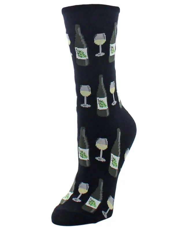 Wine Glass Bamboo Blend Crew Socks sold by MeMoi