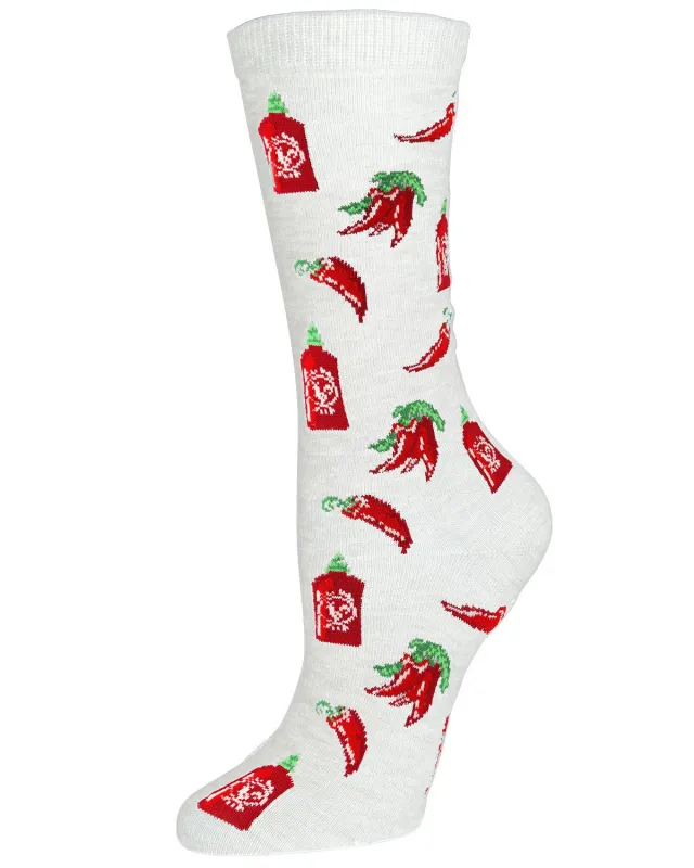 Hot Sriracha Bamboo Blend Crew Socks made by MeMoi