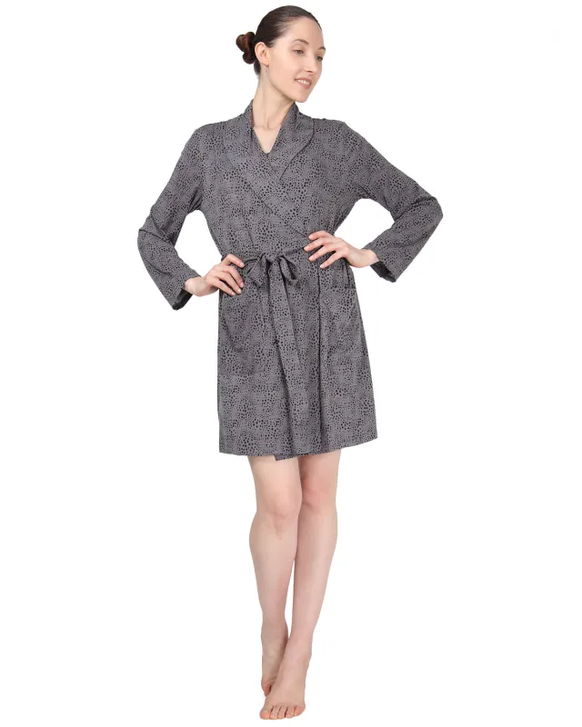 Women's Shawl Collar Long Sleeve Robe with Front Pockets sold by MeMoi