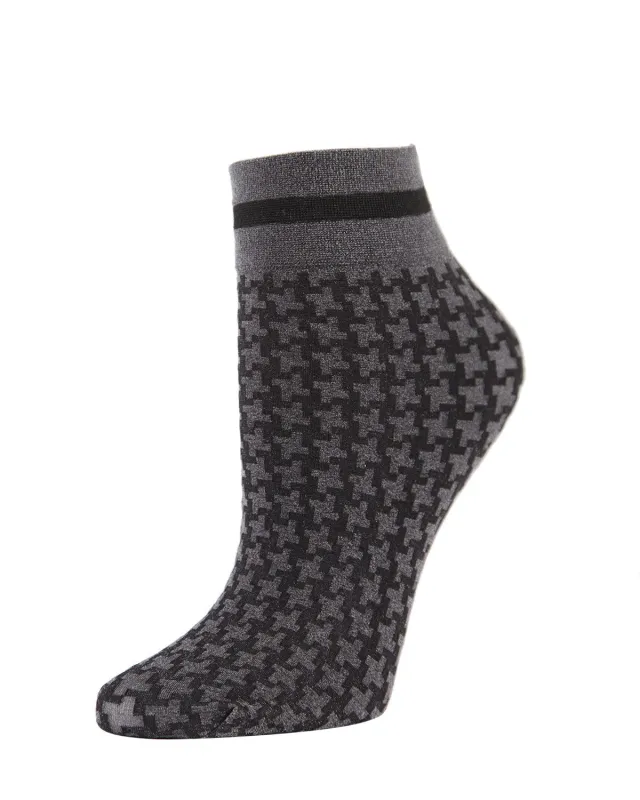 Women's Classic Houndstooth Print Stretchy Anklet Sock sold by MeMoi