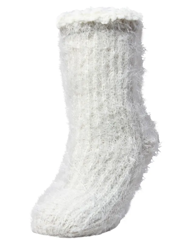 Women's Furry Sherpa-Lined Winter Crew Slipper Sock sold by MeMoi