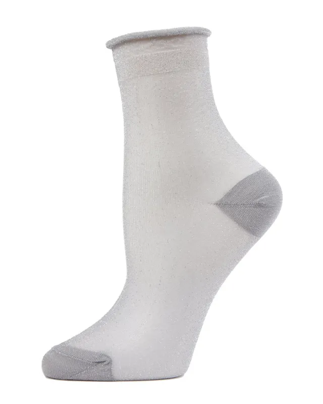 Women's Shimmer Roll Top Sheer Shortie Socks sold by MeMoi