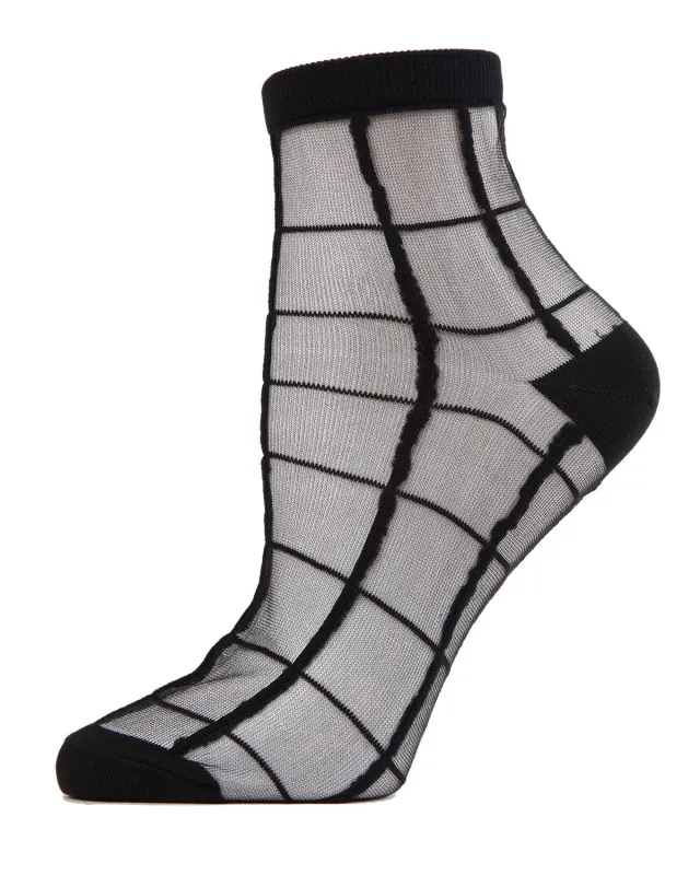 Cheery Checker Sheer See-Through Ankle Socks sold by MeMoi