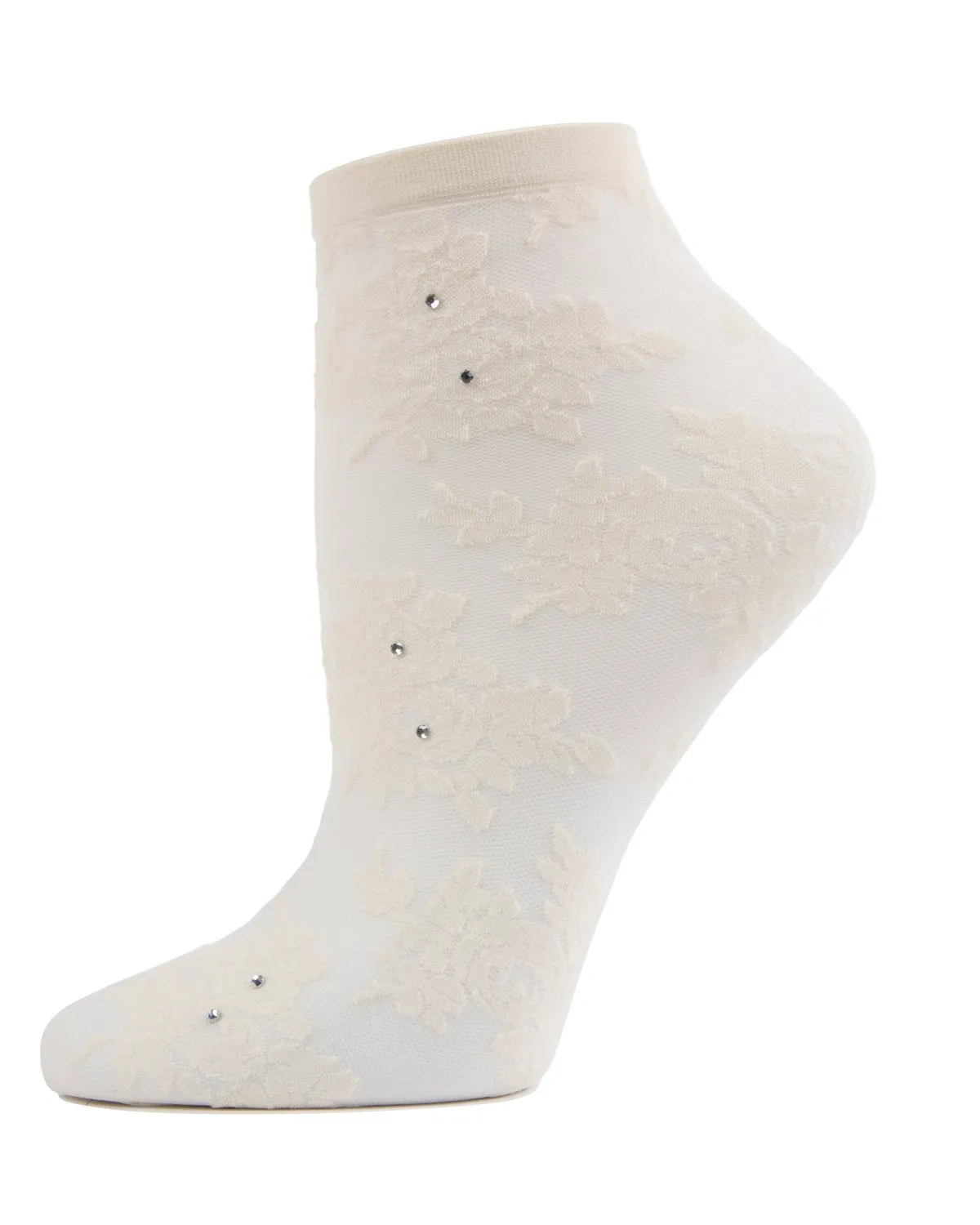Floral Rhinestone Shortie Sheer See-Through Socks sold by MeMoi