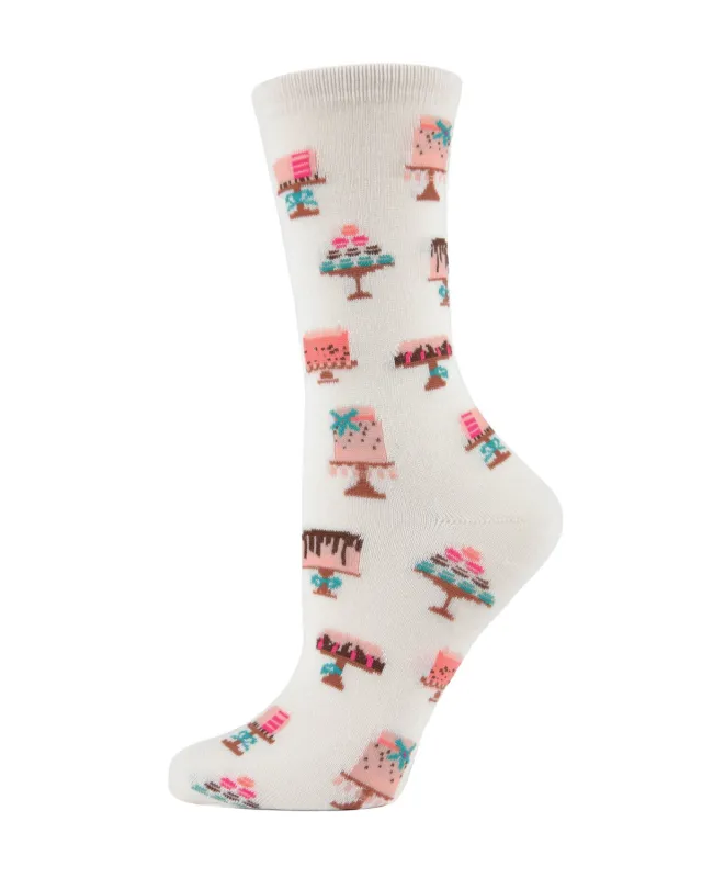 Sweet Treats Cake Bamboo Blend Crew Novelty Socks sold by MeMoi