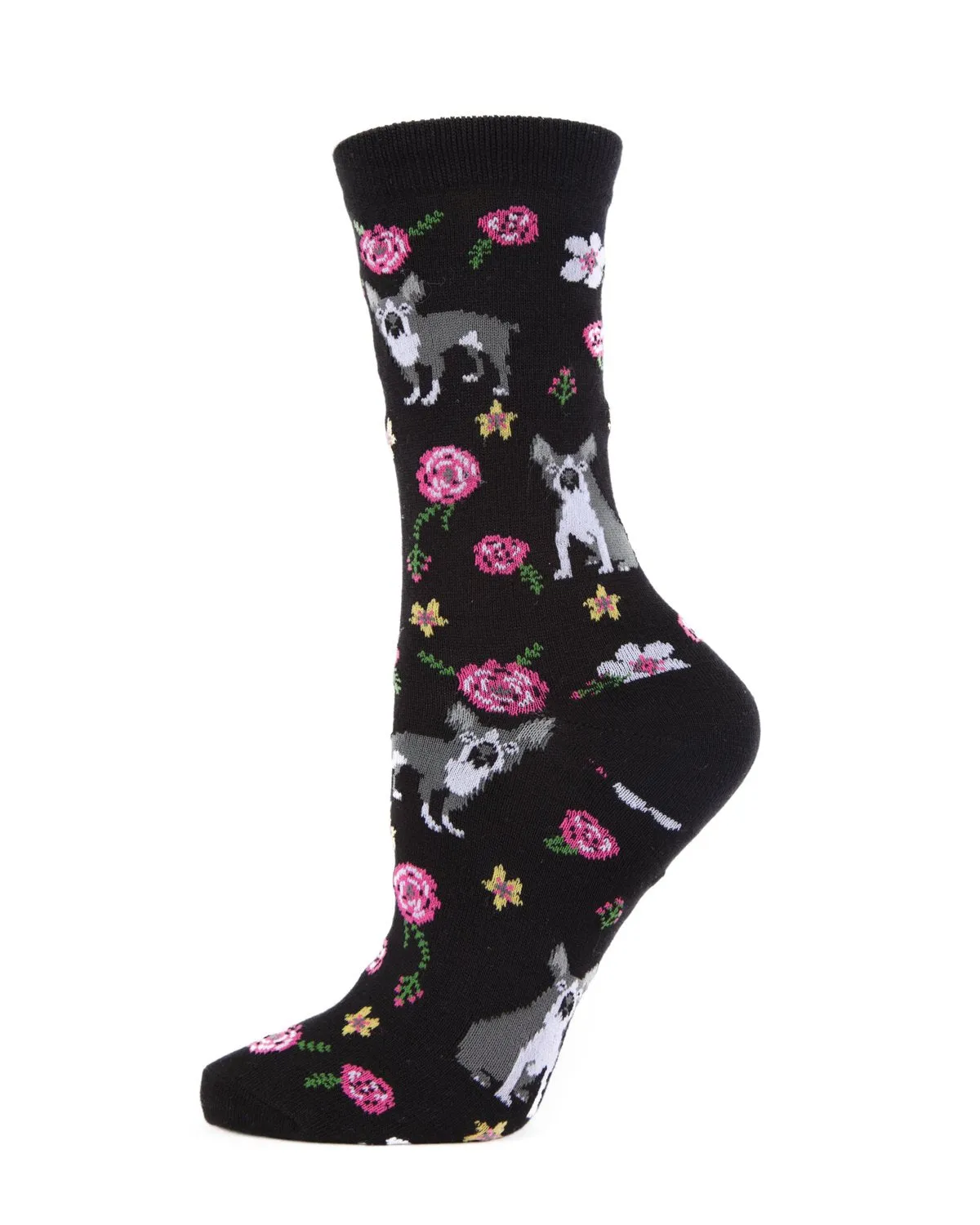 French Bulldog and Roses Bamboo Blend Crew Novelty Socks sold by MeMoi product image thumbnail 3