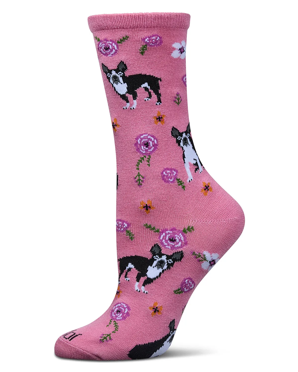 French Bulldog and Roses Bamboo Blend Crew Novelty Socks sold by MeMoi product image thumbnail 5