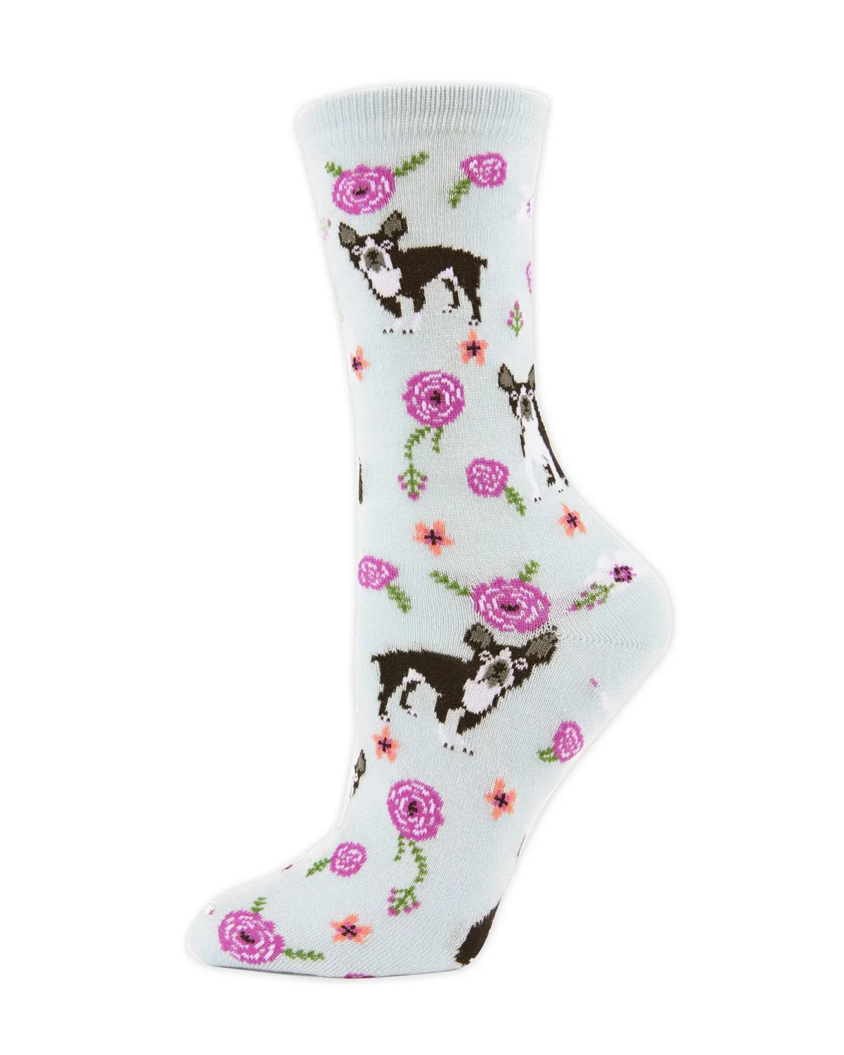 French Bulldog and Roses Bamboo Blend Crew Novelty Socks sold by MeMoi product image thumbnail 2