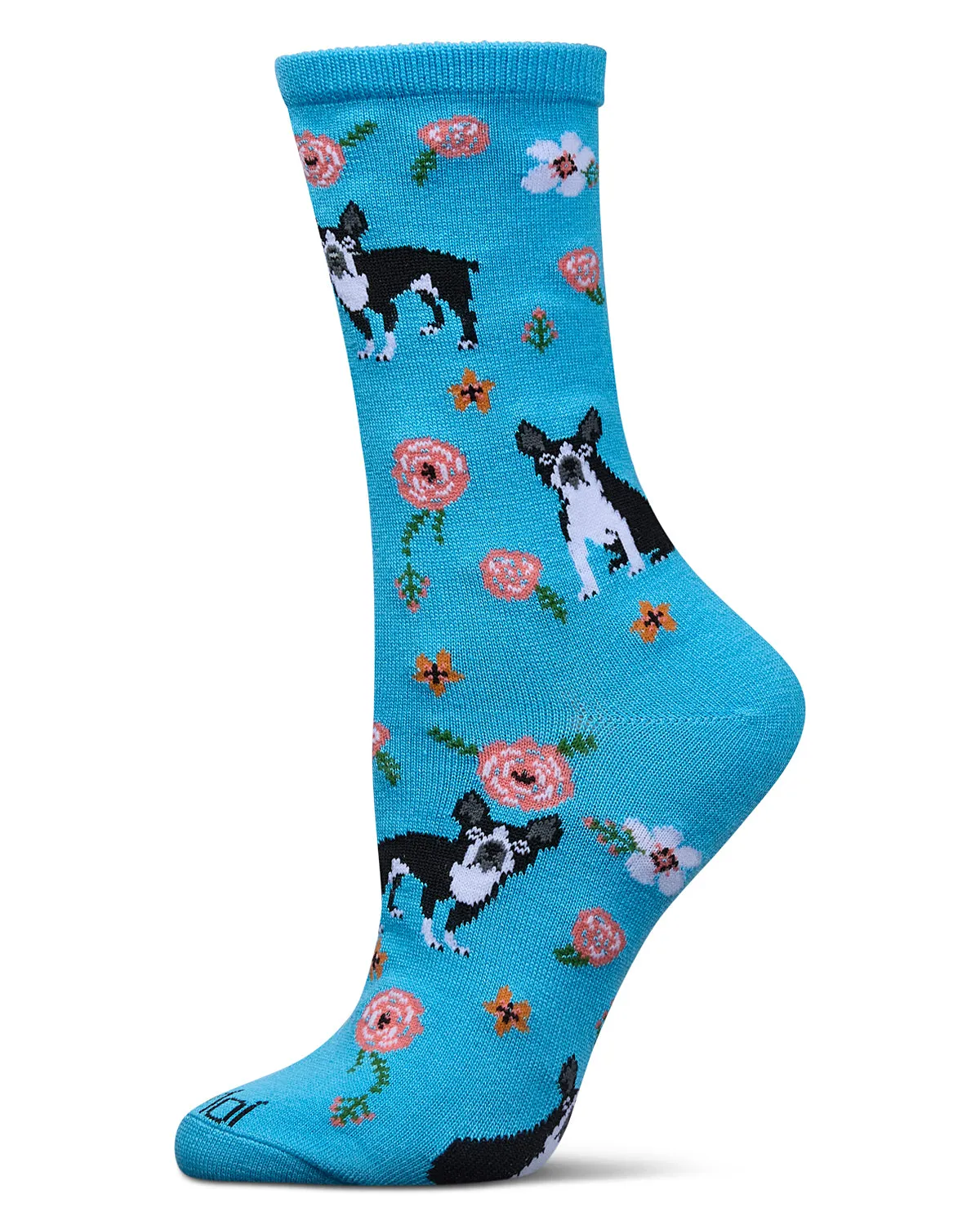 French Bulldog and Roses Bamboo Blend Crew Novelty Socks sold by MeMoi product image thumbnail 4