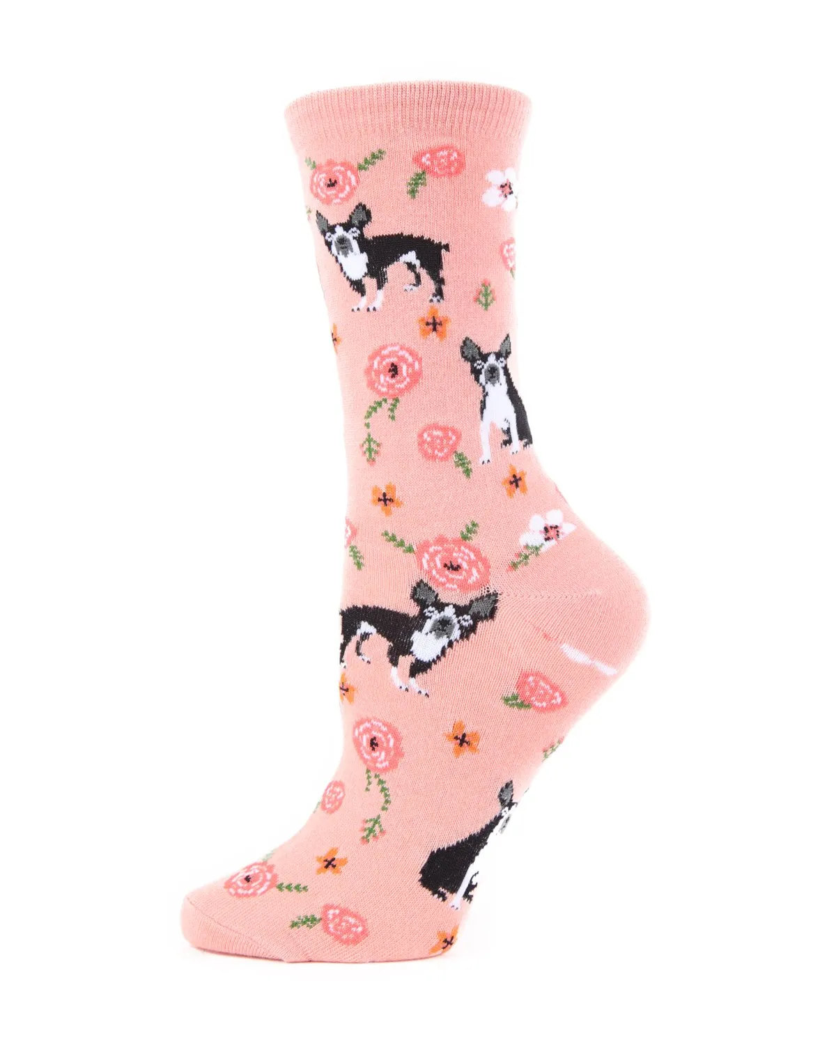 French Bulldog and Roses Bamboo Blend Crew Novelty Socks sold by MeMoi
