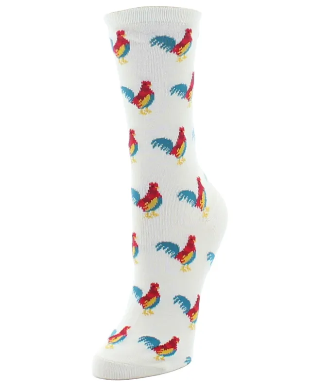 Early Bird Rooster Bamboo Blend Crew Novelty Socks sold by MeMoi