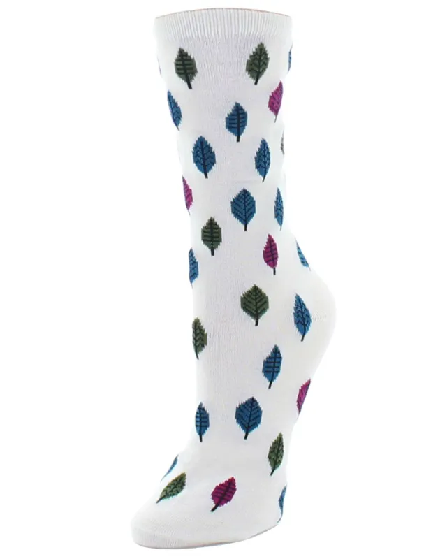 Colorful Leaves Bamboo Blend Crew Socks sold by MeMoi