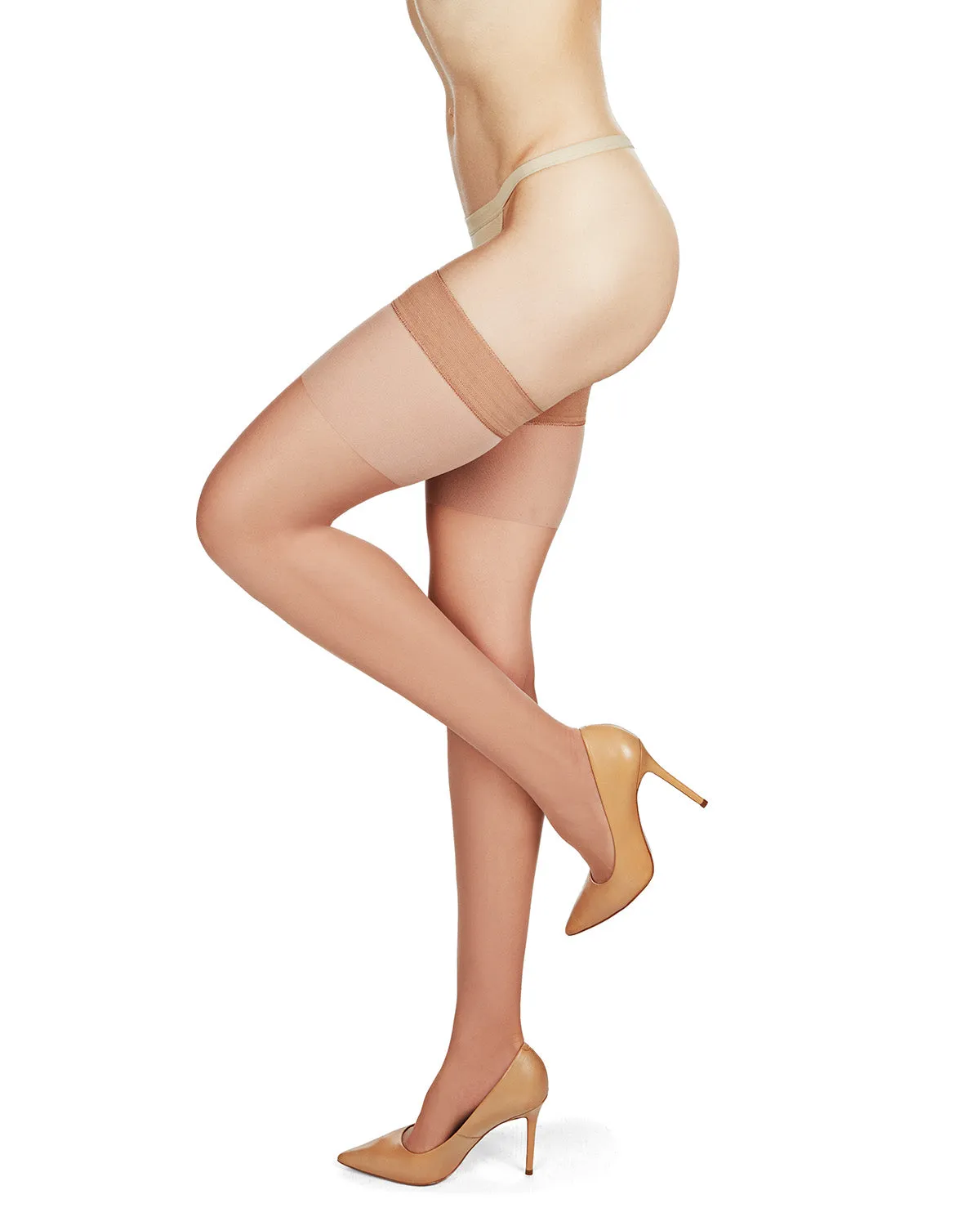 Women's Semi-Sheer Light Support 30-Denier Thigh High Stockings sold by MeMoi product image thumbnail 2