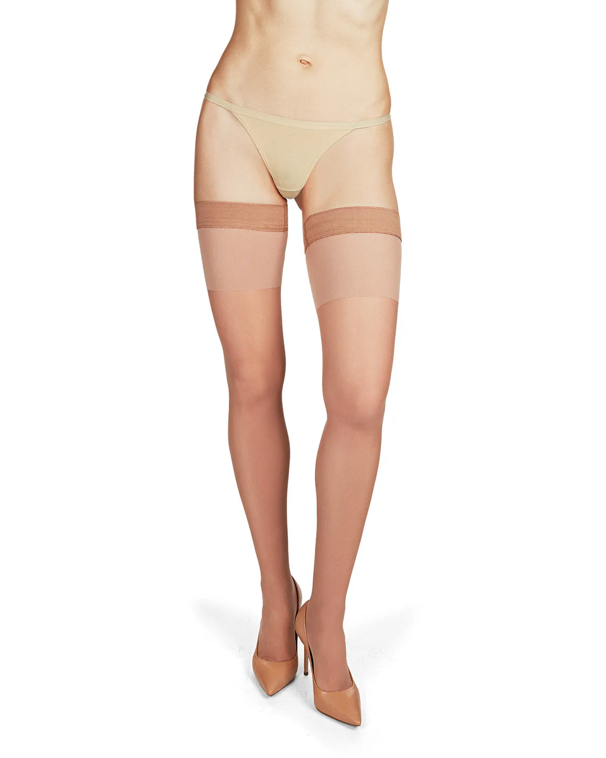 Women's Semi-Sheer Light Support 30-Denier Thigh High Stockings sold by MeMoi product image thumbnail 3