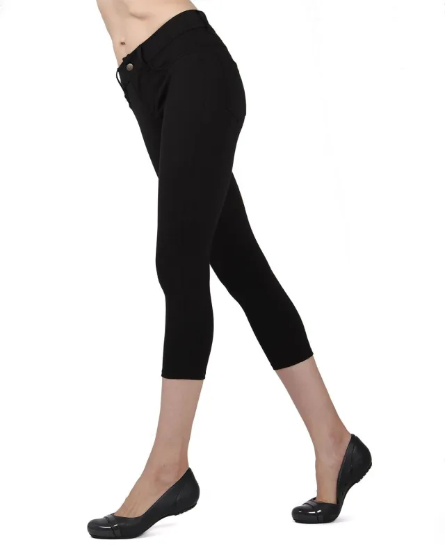 Light Ponte Cotton Blend Capri Leggings made by MeMoi