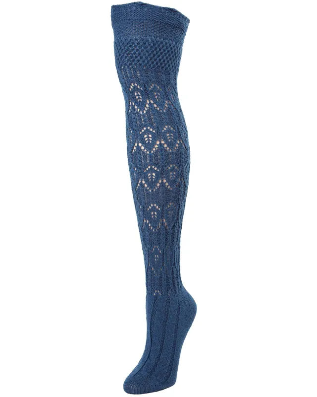 Glace Diamond Pointelle Over the Knee Boot Socks sold by MeMoi