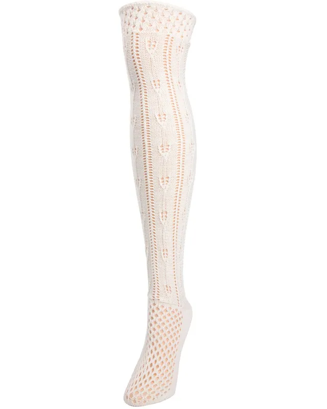 Fondant Crochet Stripe Over the Knee Boot Sock sold by MeMoi