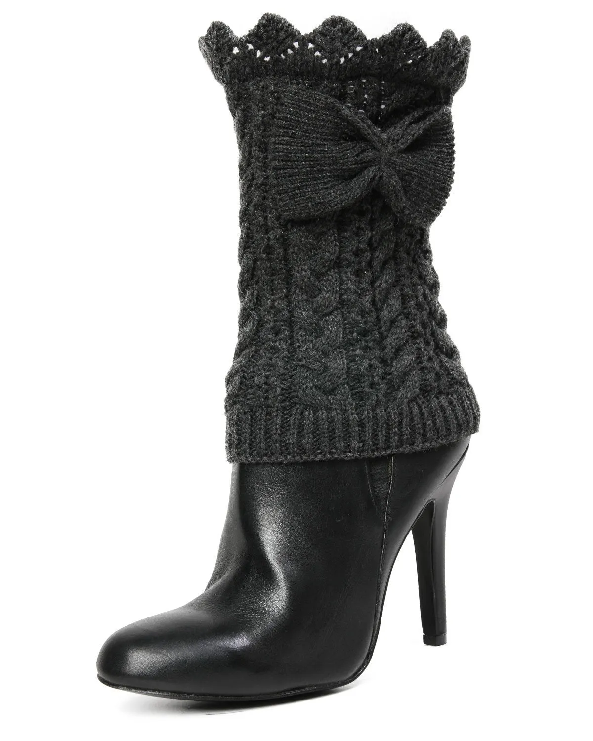 Vixen Mixed Rib Bow Detail Boot Topper sold by MeMoi product image thumbnail 2