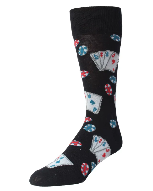 Poker Face Playing Card Bamboo Blend Men's Crew Socks made by MeMoi