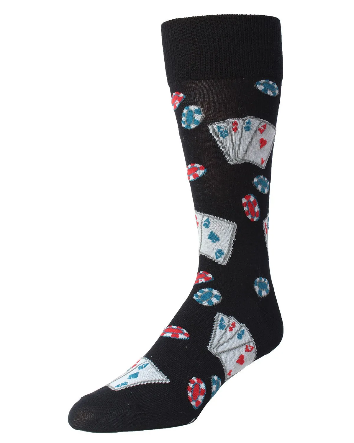 Poker Face Playing Card Bamboo Blend Men's Crew Socks sold by MeMoi