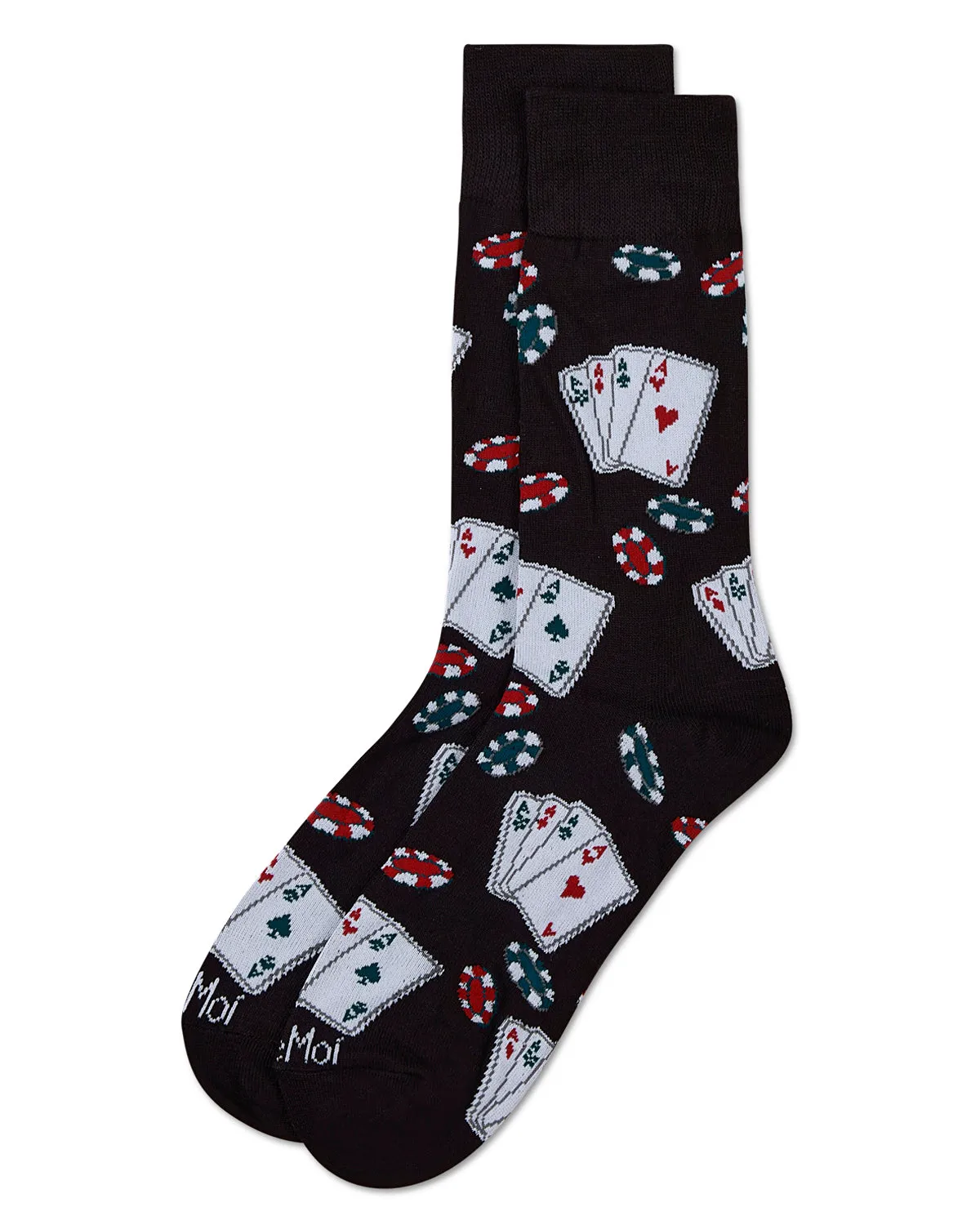 Poker Face Playing Card Bamboo Blend Men's Crew Socks sold by MeMoi product image thumbnail 3