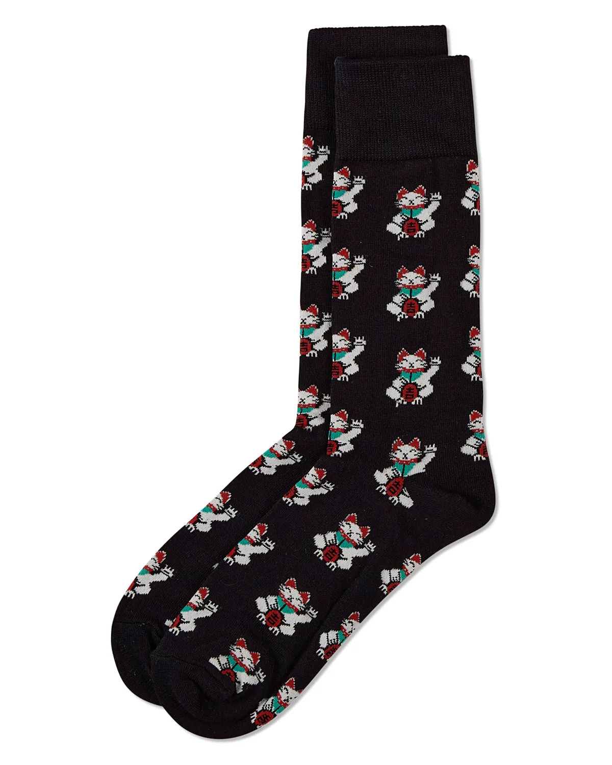 Lucky Cat Maneki-Neko Men's Bamboo Blend Crew Socks sold by MeMoi product image thumbnail 4