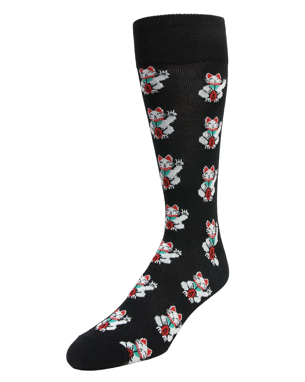 Lucky Cat Maneki-Neko Men's Bamboo Blend Crew Socks sold by MeMoi product image thumbnail 2