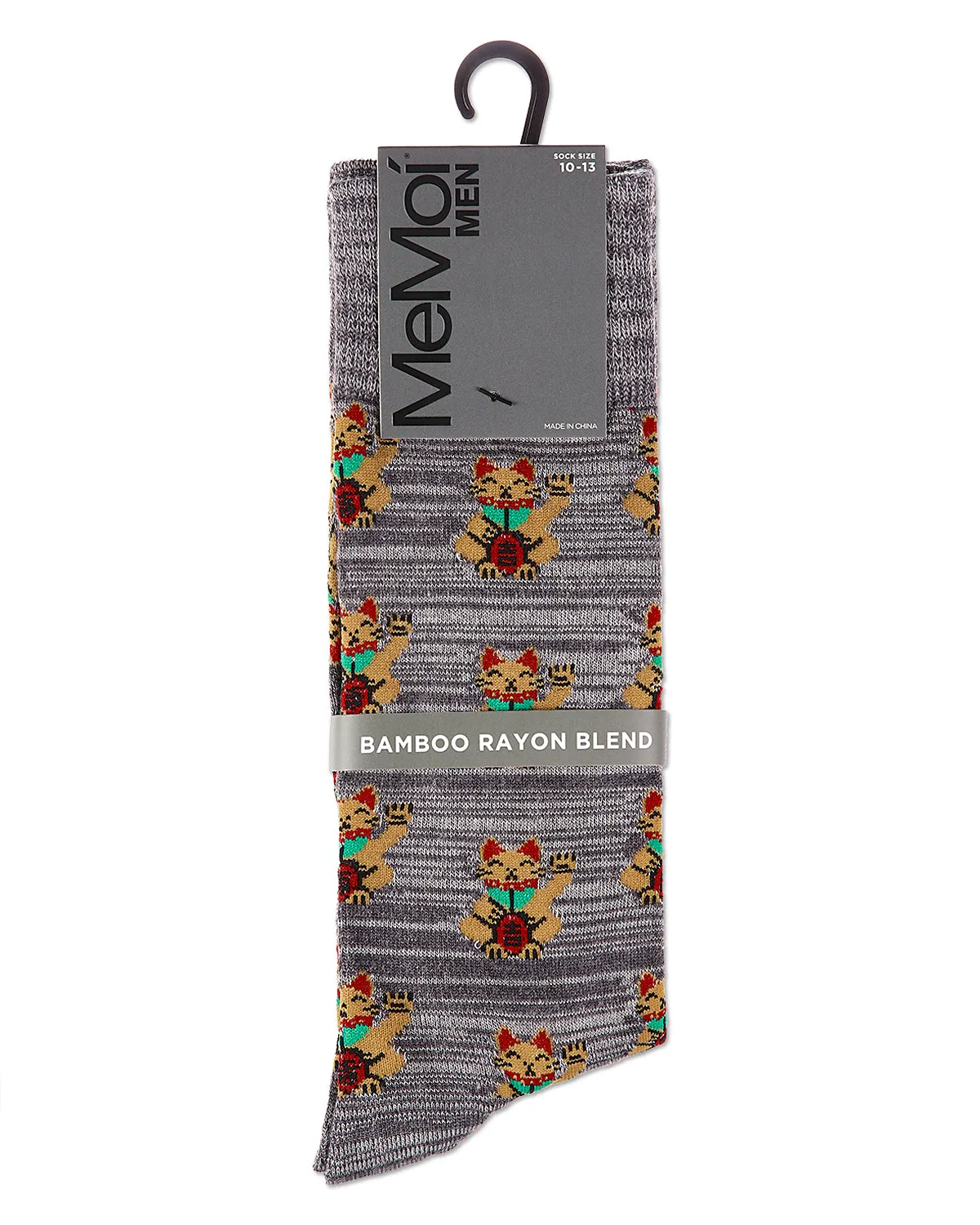 Lucky Cat Maneki-Neko Men's Bamboo Blend Crew Socks sold by MeMoi product image thumbnail 5